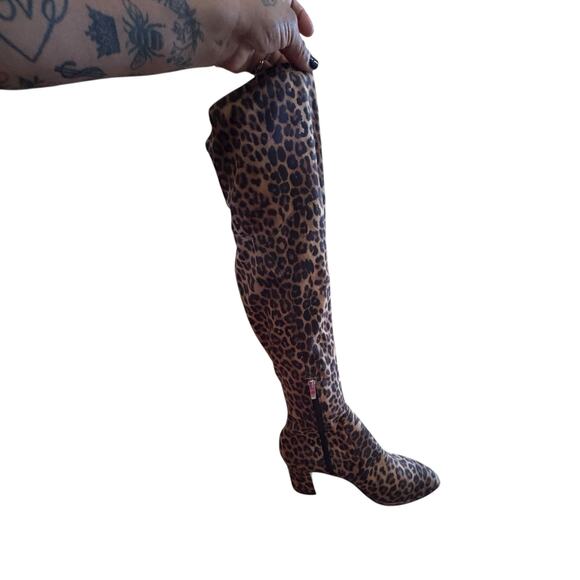 Marc Fisher (NWOT) Lully Leopard Over The Knee Block Heel Side Zip Boot sz 8 - Picture 13 of 13